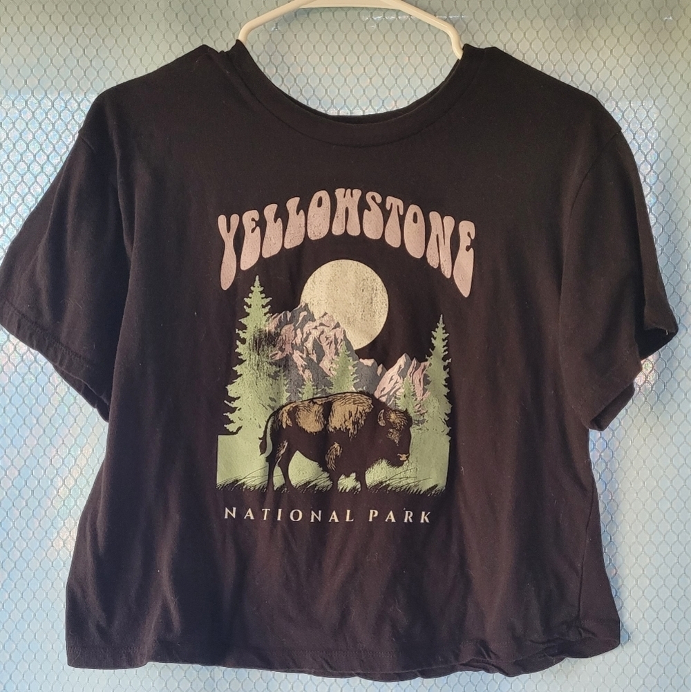 Pretty Rebel Yellowstone National Park Graphic Crop Top Tee L